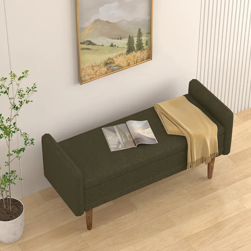 Banc de rangement en velours Teddy avec assise de chambre