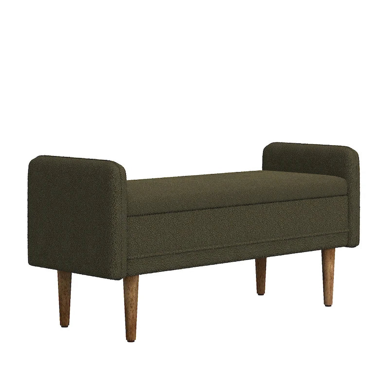 Banc de rangement en velours Teddy avec assise de chambre