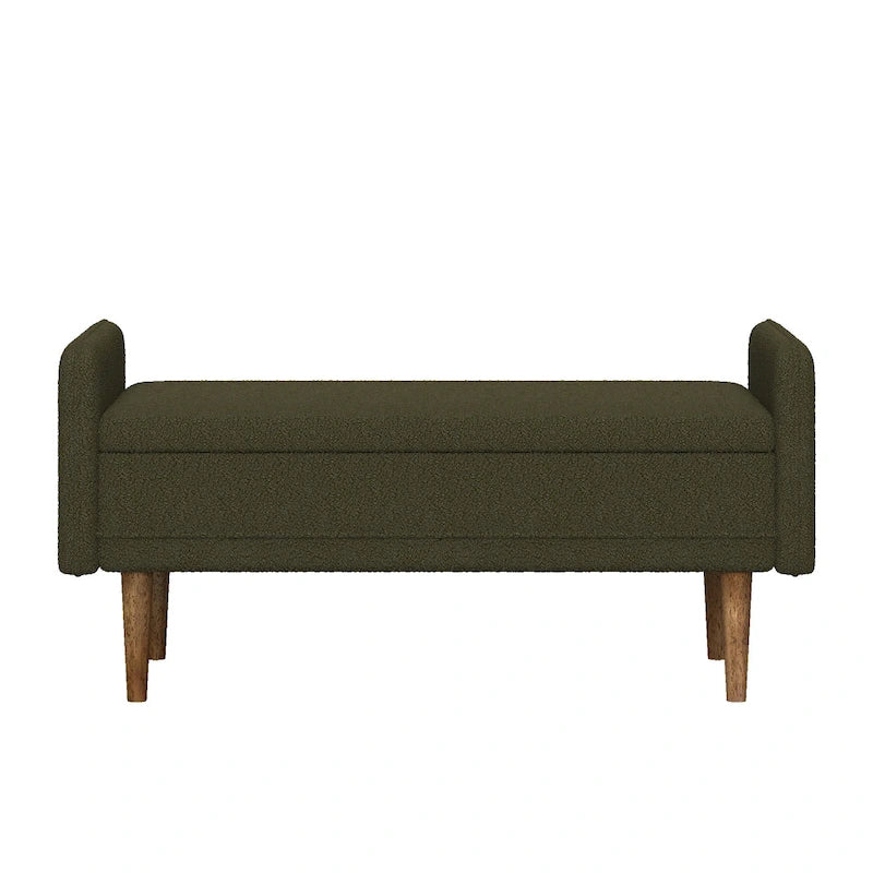 Banc de rangement en velours Teddy avec assise de chambre