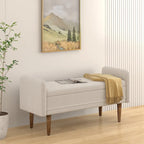 Banc de rangement en velours Teddy avec assise de chambre