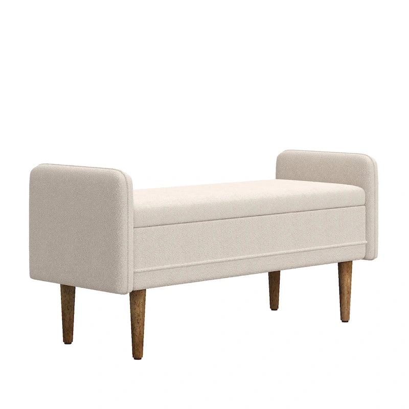 Banc de rangement en velours Teddy avec assise de chambre