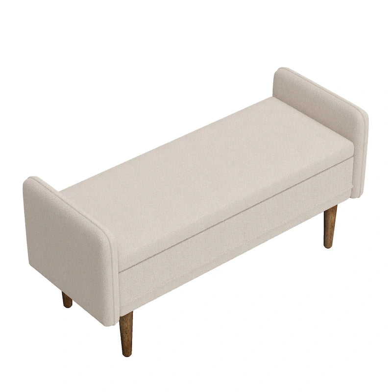 Banc de rangement en velours Teddy avec assise de chambre