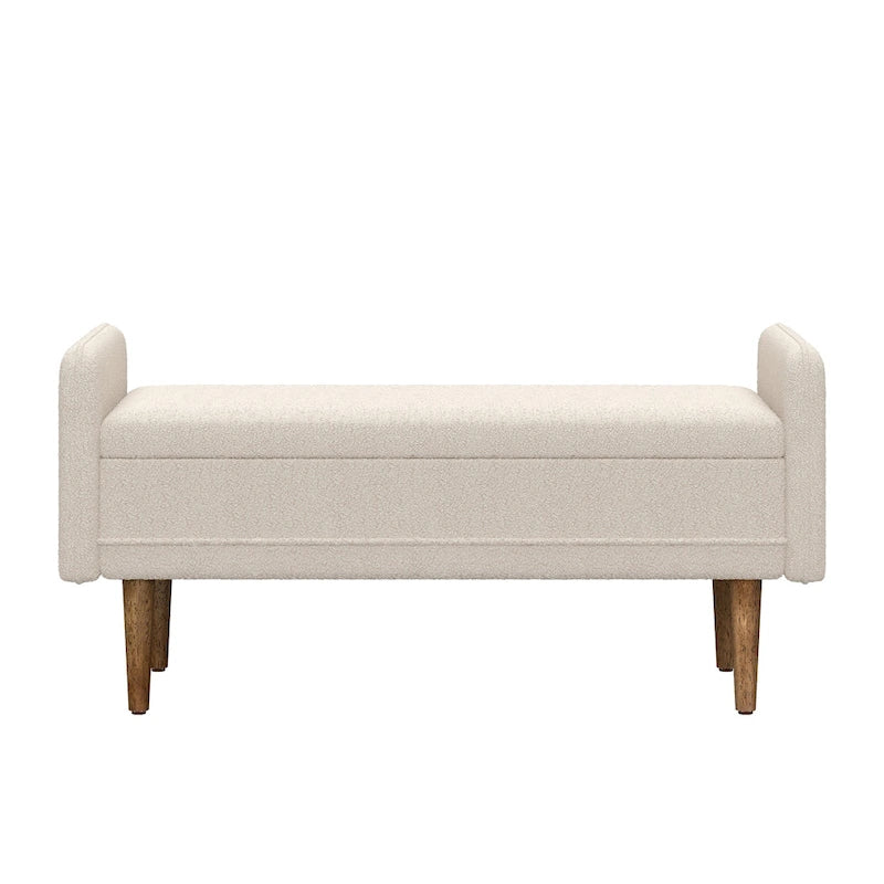 Banc de rangement en velours Teddy avec assise de chambre