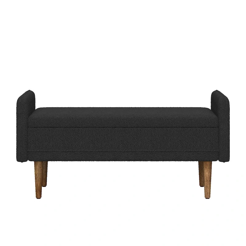 Banc de rangement en velours Teddy avec assise de chambre