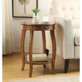 Table d'appoint ronde en bois avec tiroir et étagère inférieure