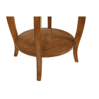 Table d'appoint ronde en bois avec tiroir et étagère inférieure