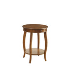 Table d'appoint ronde en bois avec tiroir et étagère inférieure