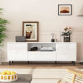 Meuble TV laqué avec rangements – 160 cm, Blanc