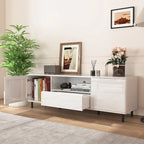 Meuble TV laqué avec rangements – 160 cm, Blanc
