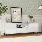 Meuble TV laqué avec rangements – 160 cm, Blanc