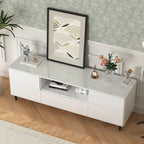 Meuble TV laqué avec rangements – 160 cm, Blanc