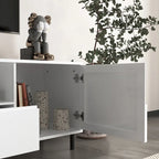 Meuble TV laqué avec rangements – 160 cm, Blanc