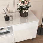 Meuble TV laqué avec rangements – 160 cm, Blanc