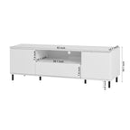 Meuble TV laqué avec rangements – 160 cm, Blanc