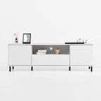 Meuble TV laqué avec rangements – 160 cm, Blanc