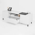 Meuble TV laqué avec rangements – 160 cm, Blanc