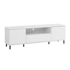 Meuble TV laqué avec rangements – 160 cm, Blanc