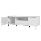 Meuble TV laqué avec rangements – 160 cm, Blanc