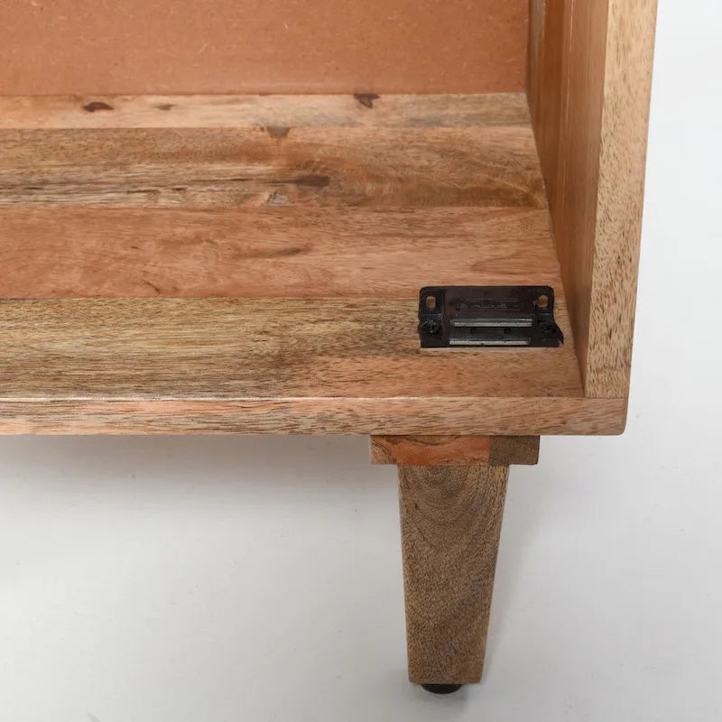 Table de chevet en bois massif avec tiroir, finition naturelle