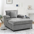 Fauteuil convertible surdimensionné en chenille avec pouf, rangement et port de chargement USB