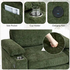 Fauteuil convertible surdimensionné en chenille avec pouf, rangement et port de chargement USB