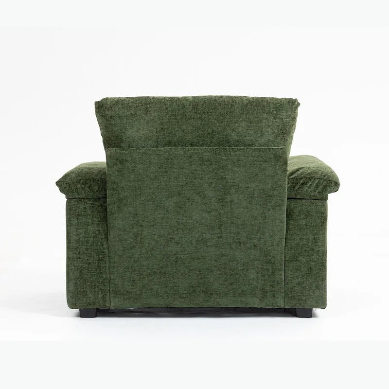Fauteuil convertible surdimensionné en chenille avec pouf, rangement et port de chargement USB