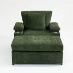 Fauteuil convertible surdimensionné en chenille avec pouf, rangement et port de chargement USB