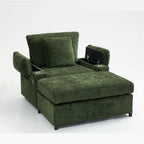 Fauteuil convertible surdimensionné en chenille avec pouf, rangement et port de chargement USB