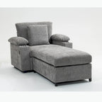 Fauteuil convertible surdimensionné en chenille avec pouf, rangement et port de chargement USB