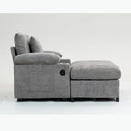 Fauteuil convertible surdimensionné en chenille avec pouf, rangement et port de chargement USB