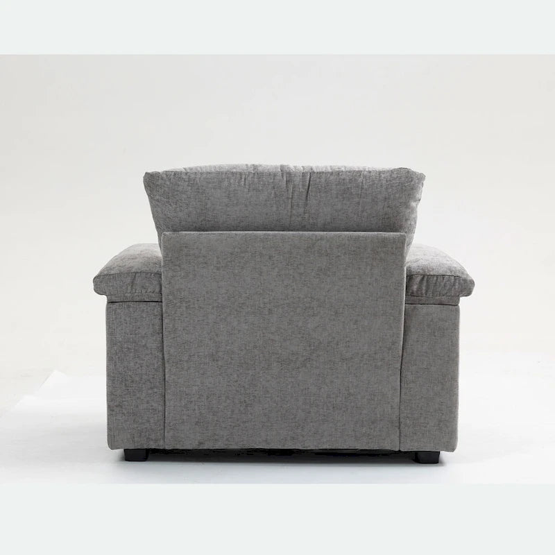 Fauteuil convertible surdimensionné en chenille avec pouf, rangement et port de chargement USB