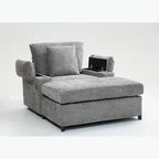 Fauteuil convertible surdimensionné en chenille avec pouf, rangement et port de chargement USB