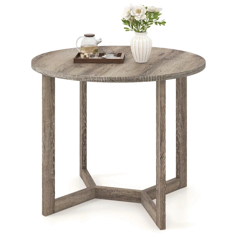 Table à manger ronde en bois de 36 pouces pour 2 à 4 personnes avec pied piédestal en forme d'aile