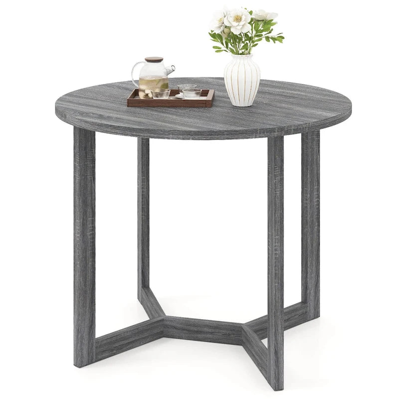 Table à manger ronde en bois de 36 pouces pour 2 à 4 personnes avec pied piédestal en forme d'aile