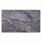 Table basse, rectangulaire 120 cm, plateau en pierre reconstituée grise, piètement en bois de noyer marron