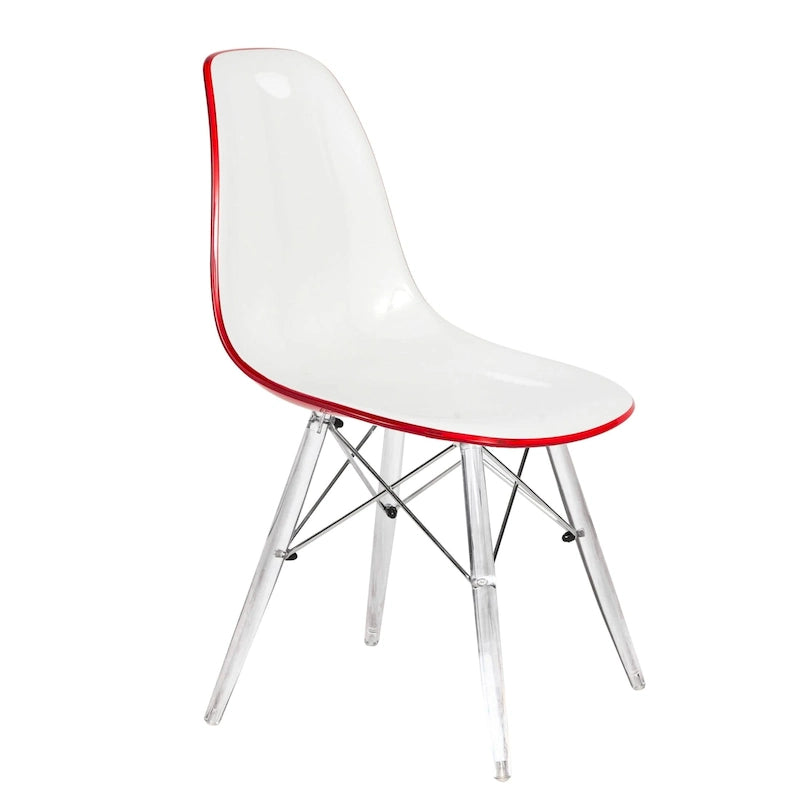 Chaise de salle à manger d'appoint en acrylique avec pieds Eiffel
