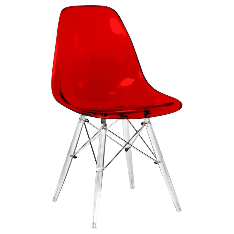 Chaise de salle à manger d'appoint en acrylique avec pieds Eiffel
