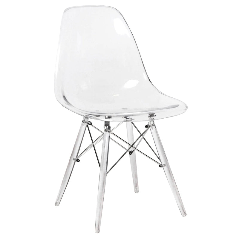 Chaise de salle à manger d'appoint en acrylique avec pieds Eiffel