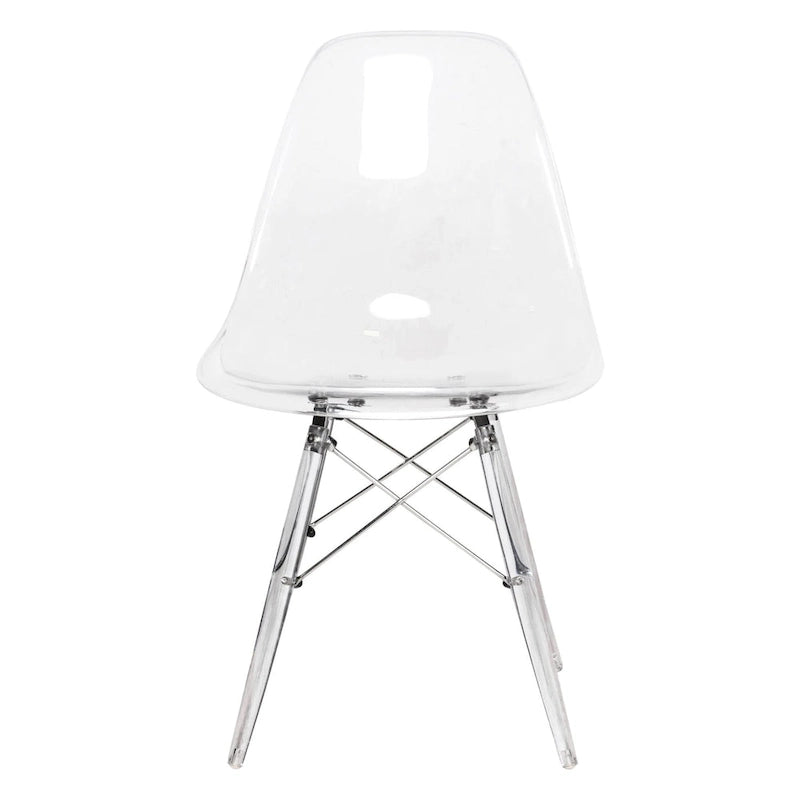 Chaise de salle à manger d'appoint en acrylique avec pieds Eiffel