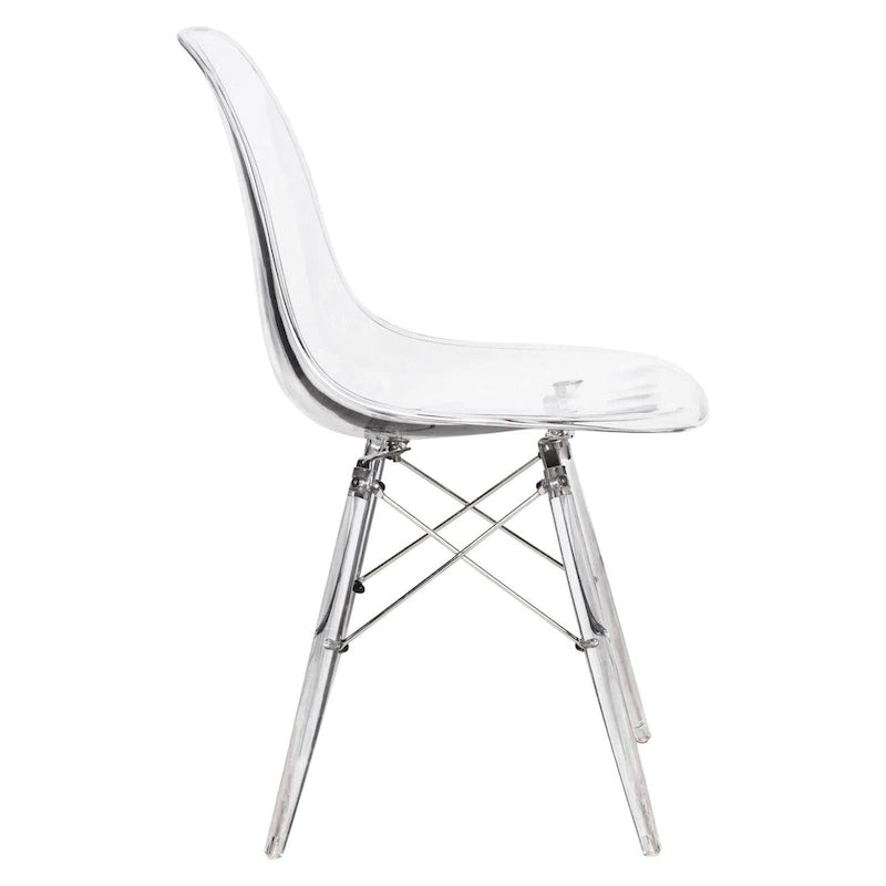 Chaise de salle à manger d'appoint en acrylique avec pieds Eiffel