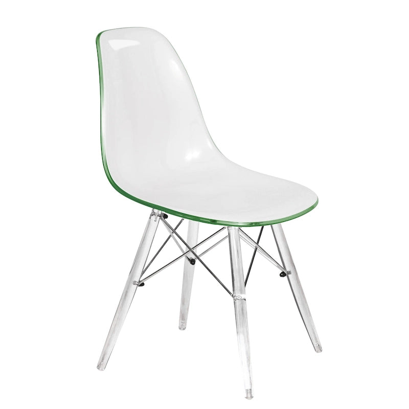 Chaise de salle à manger d'appoint en acrylique avec pieds Eiffel