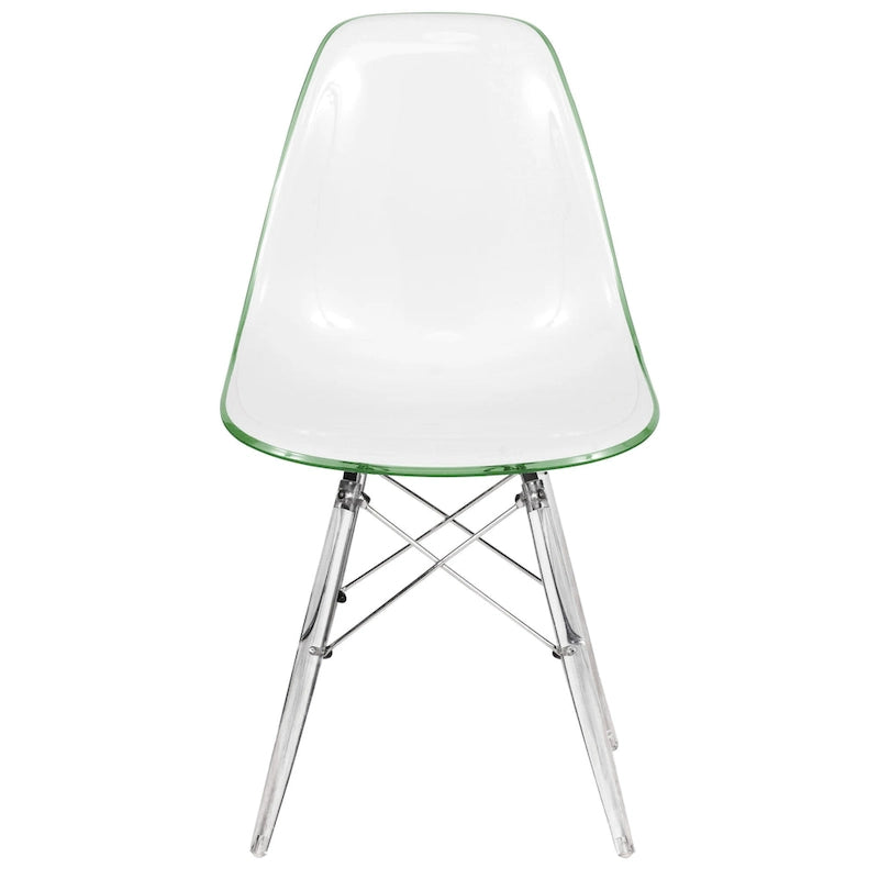 Chaise de salle à manger d'appoint en acrylique avec pieds Eiffel