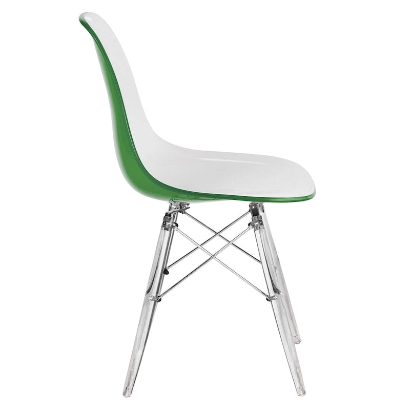 Chaise de salle à manger d'appoint en acrylique avec pieds Eiffel