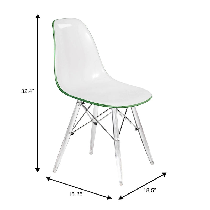 Chaise de salle à manger d'appoint en acrylique avec pieds Eiffel
