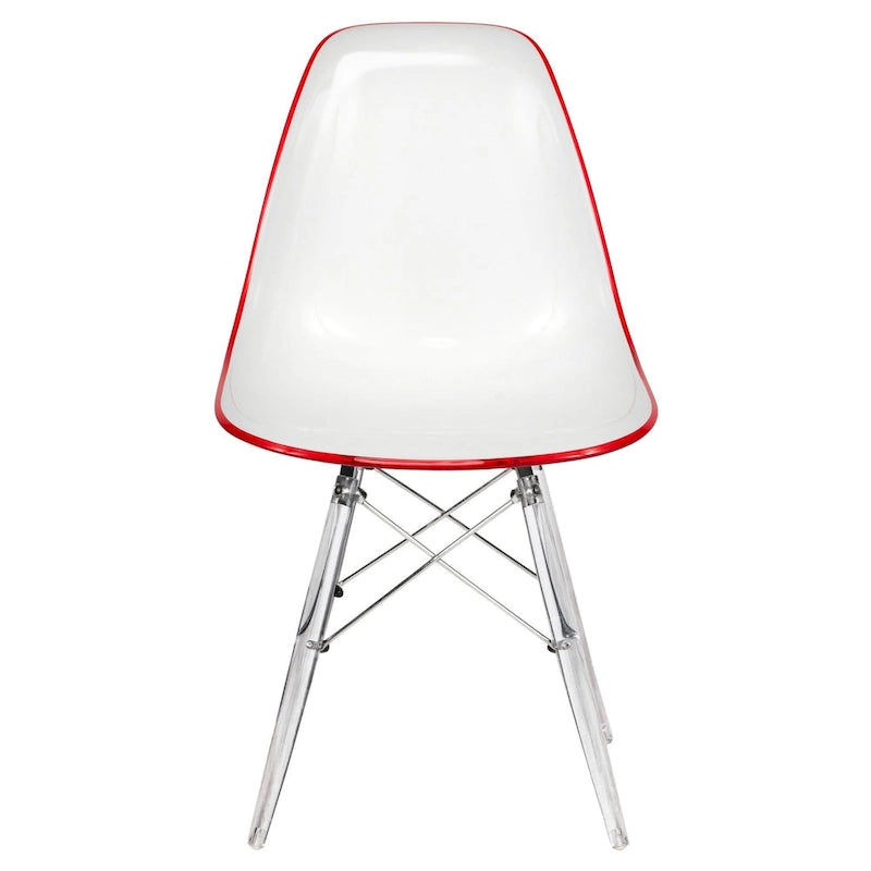 Chaise de salle à manger d'appoint en acrylique avec pieds Eiffel