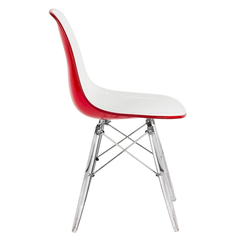 Chaise de salle à manger d'appoint en acrylique avec pieds Eiffel