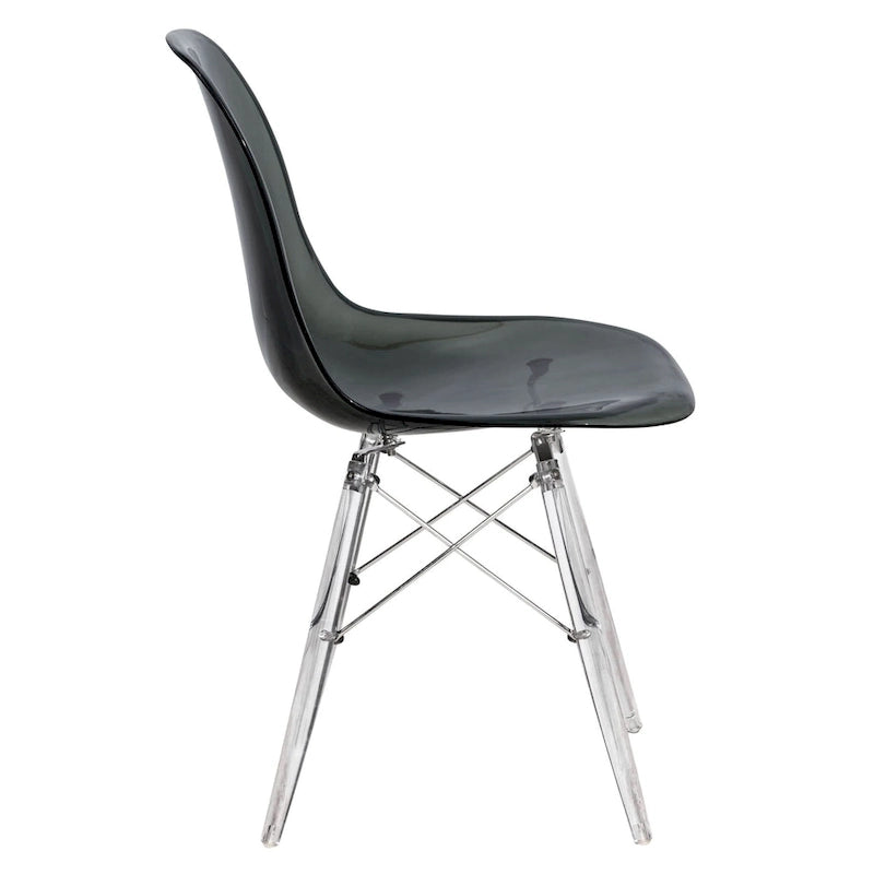Chaise de salle à manger d'appoint en acrylique avec pieds Eiffel