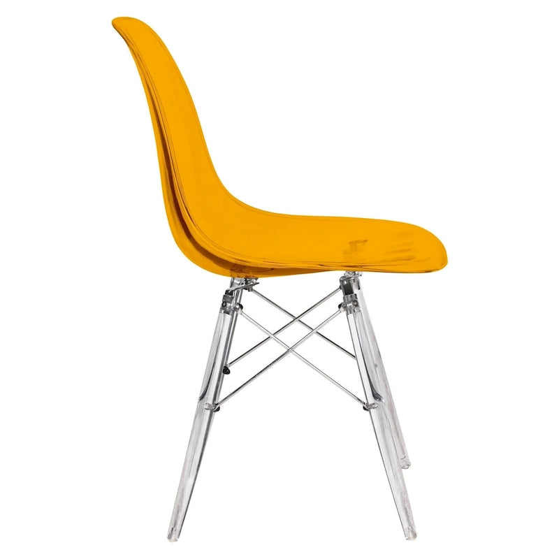 Chaise de salle à manger d'appoint en acrylique avec pieds Eiffel