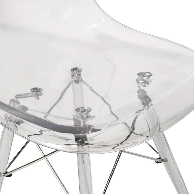 Chaise de salle à manger d'appoint en acrylique avec pieds Eiffel