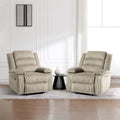 Ensemble de 2 fauteuils inclinables manuels en velours côtelé avec accoudoirs larges et repose-pieds